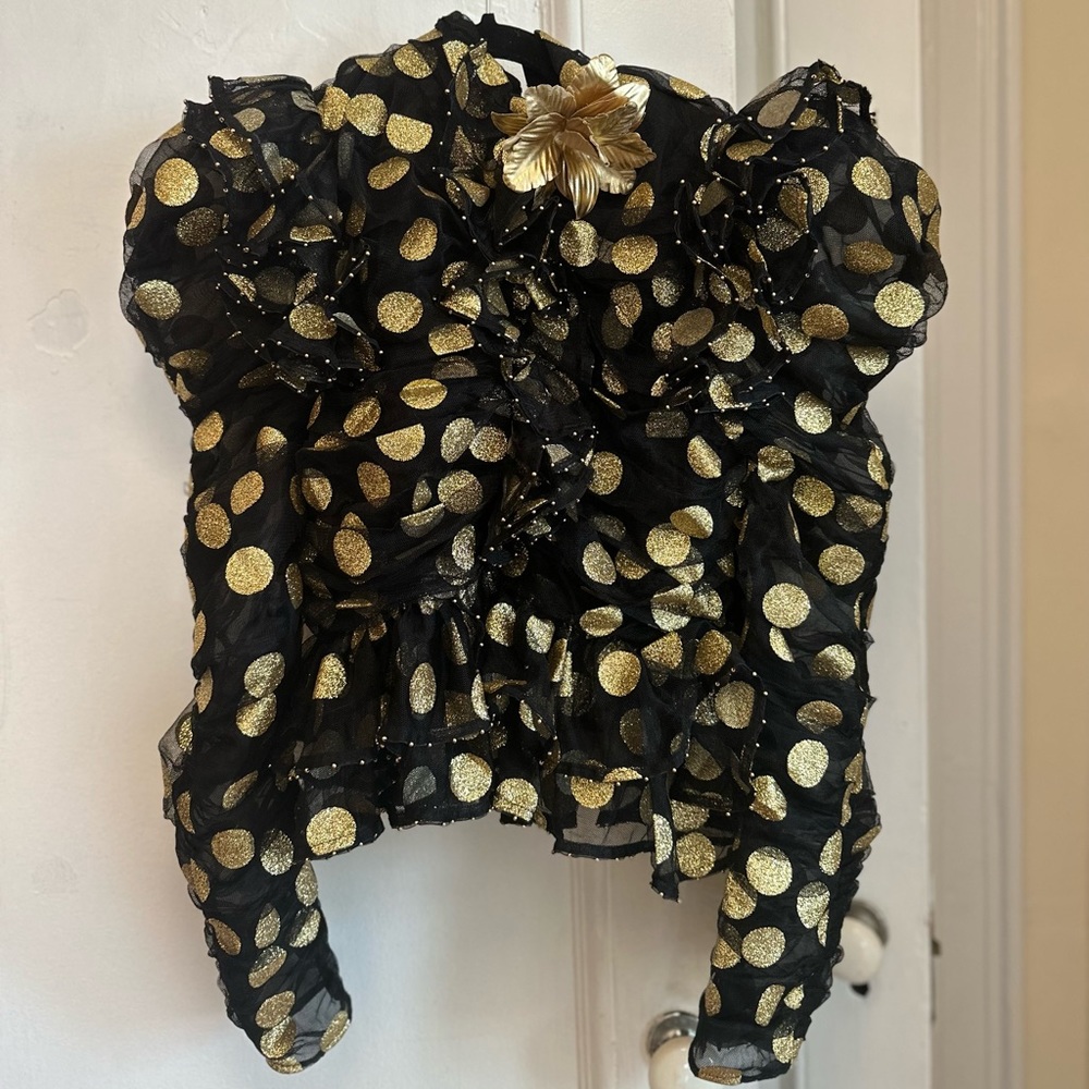 Zimmerman black and gold top BROKEN ZIPPER